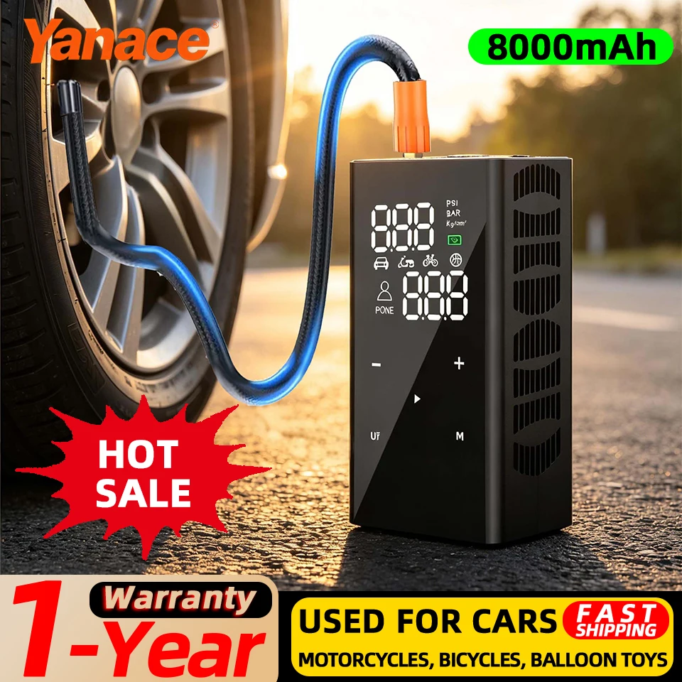Portable Car Tire Inflator Wireless Rechargeable Tire Inflator For Car Bicycle Digital Air Compressor Football Ball Air Pump