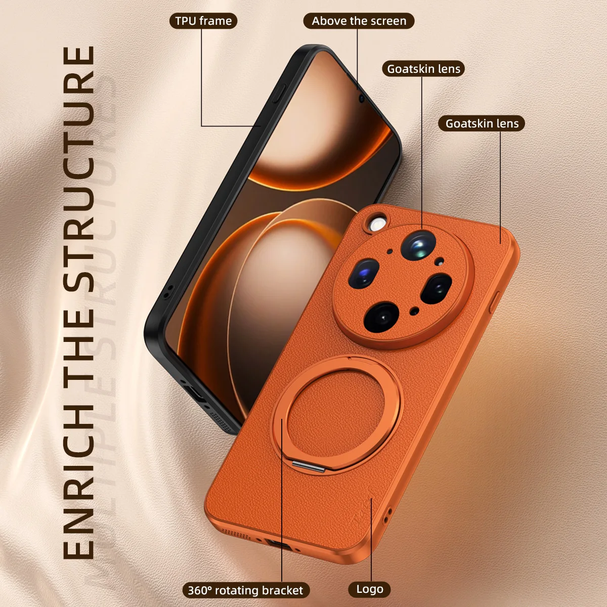 Magnetyczne etui z obrotową podstawką do OPPO Find X9 Ultra, wysokiej jakości skóra przyjazna dla skóry, odporna na wstrząsy obudowa do OPPO Find X 9 Ultra Funda — zdjęcie produktu 6