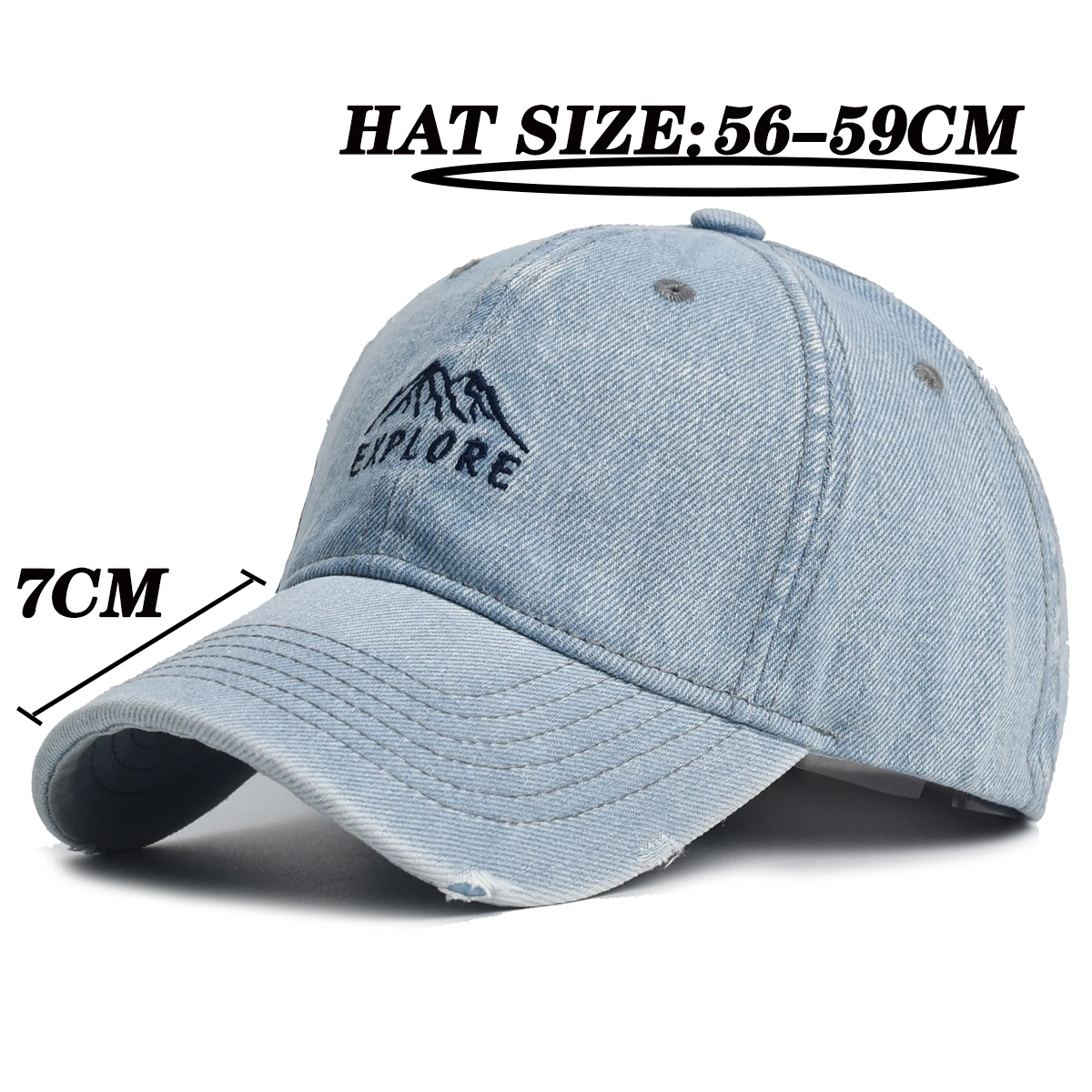 Mountain Range Embroidery Baseball Caps Vintage Washed Distressed Cap Fashion Sports Denim Hats Plain women Men Dad Cap