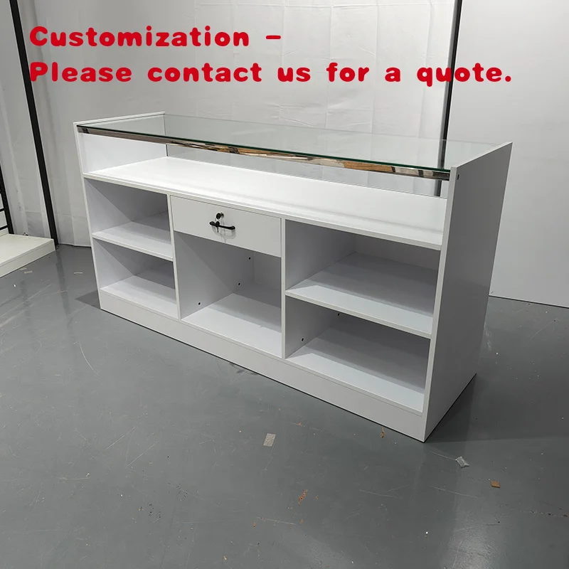 custom.Keway Store Fixtures Countertop Glass Display Showcase with 5mm Tempered Glass High Glossy LED Lighting Customizable Size