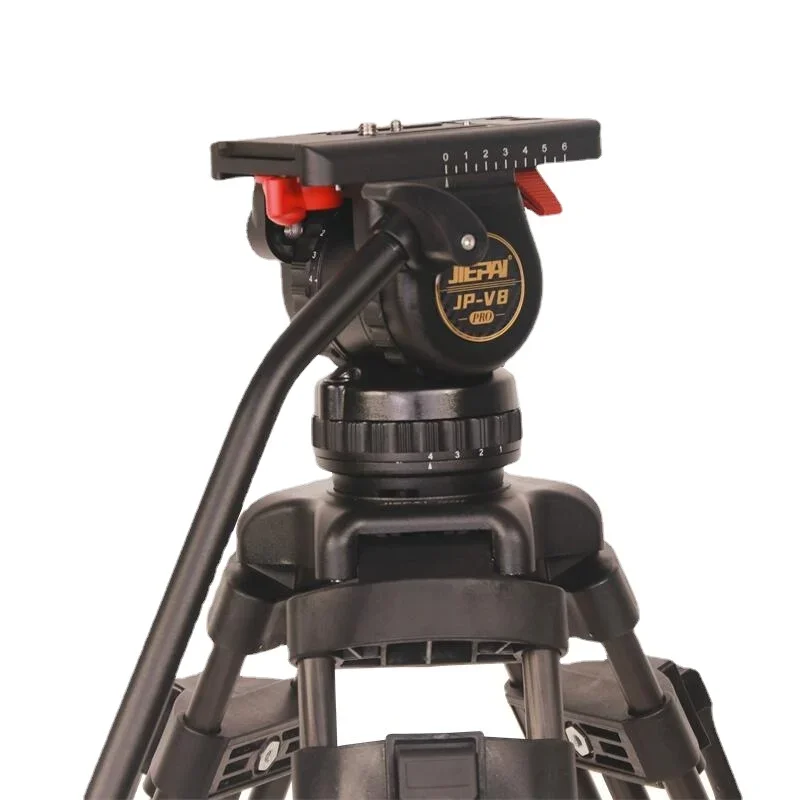 Jeipai VIDEO 8 JP-V8 Pro Fluid Head Professional Video Camera Tripod Head 75mm Bowl head with Pan bar Load 8kg