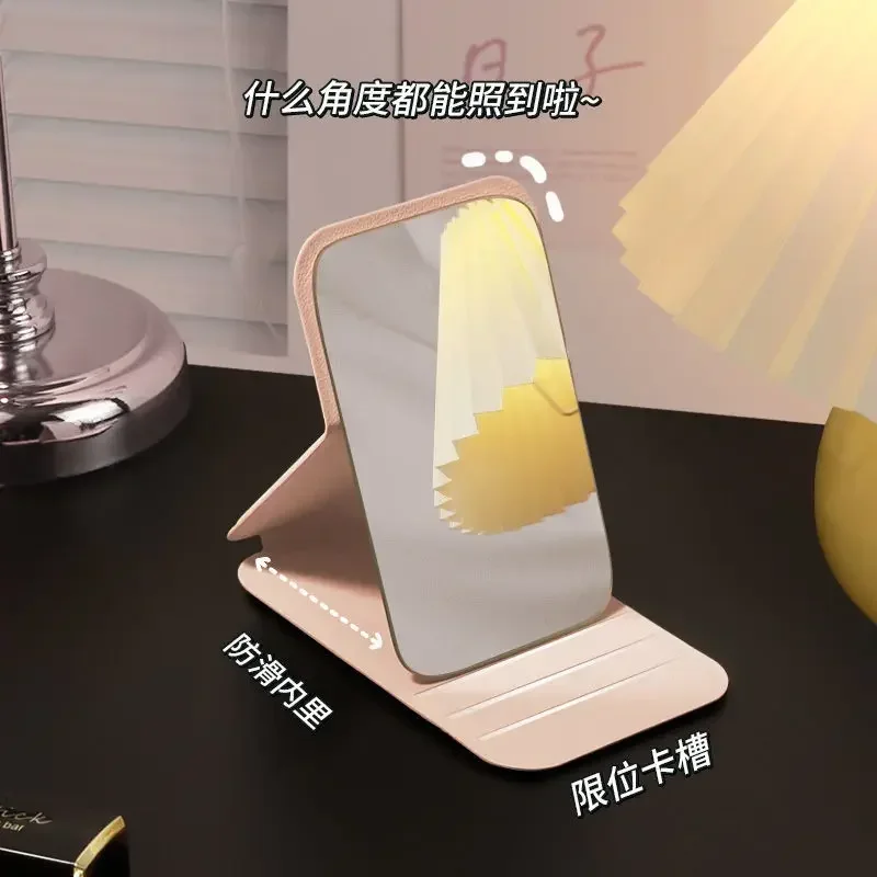 Miroir de maquillage pliable pour filles, Kawaii, Ins, Sanurgente, Anime, Hangdon, Étudiant de Mongolie, Mignon, Dessin animé, Miroirs de bureau, Cadeaux de mode