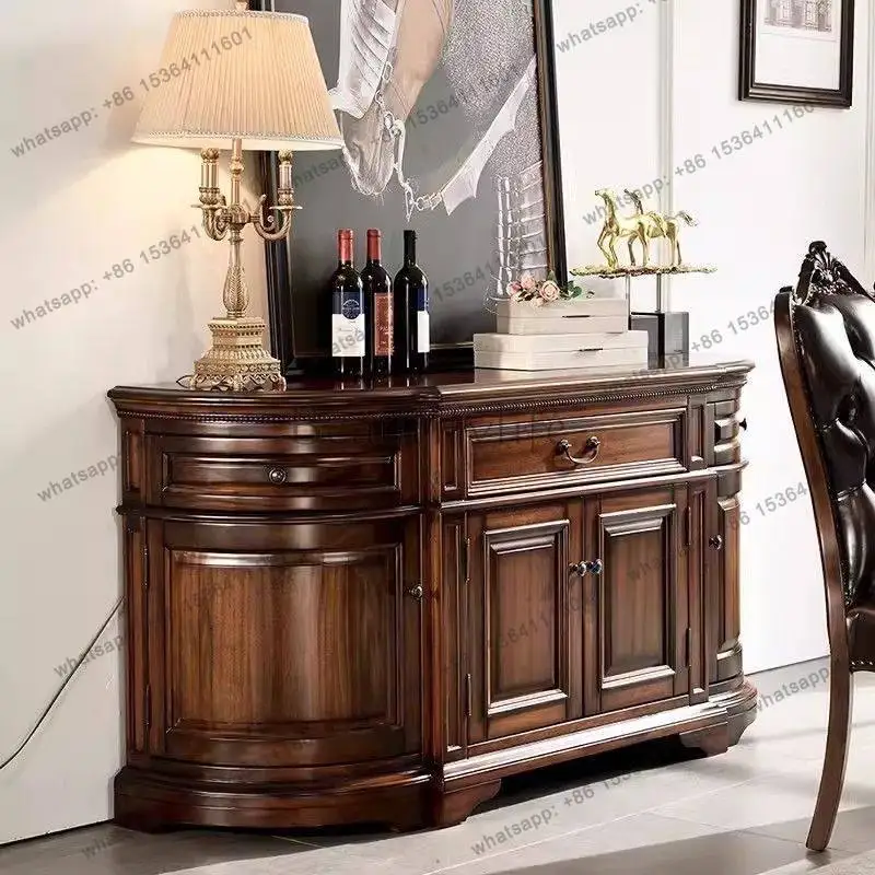

American all-solid wood dining side cabinet Semicircular solid wood entrance table Storage storage decorative cabinet