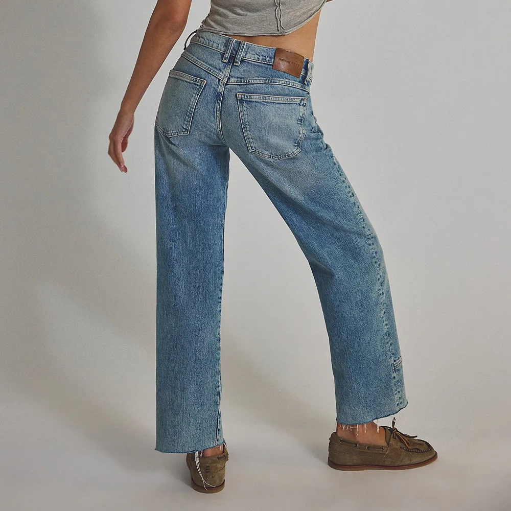 2025 nueva ropa de mujer pantalones vaqueros retro rectos vaqueros de pierna larga simple 5-091701