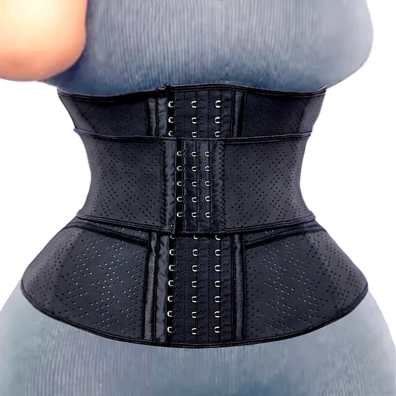 AfruliA Latex Fajas Colombianas Waist Trainer Girdle Wrap Corset Slimming Sheath Belt Body Shaper 2 Pulling Strap Mesh Shapewear