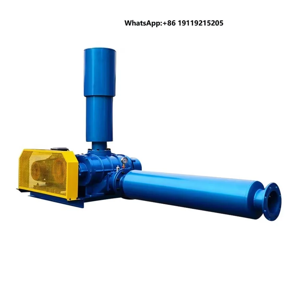 Customized Electric AC High Pressure Three-leaf Roots Blower Cast Iron Blades HUABO SDR Model Aquaculture Pond Oxygenation