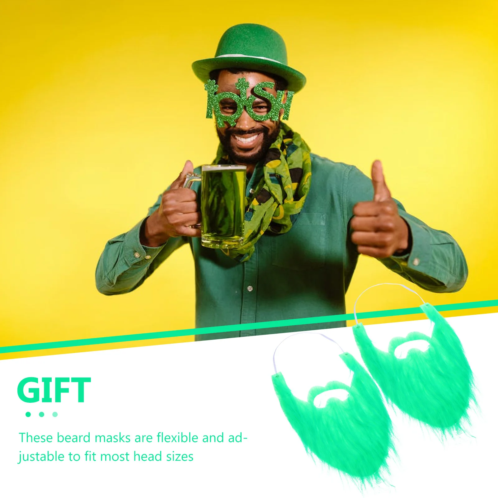 2 قطعة عيد القديس باتريك وهمية اللحية الوبر خفيفة الوزن مريحة تأثيري اللحية الدعامة حزب الشارب الديكور إمدادات الحفلات #2