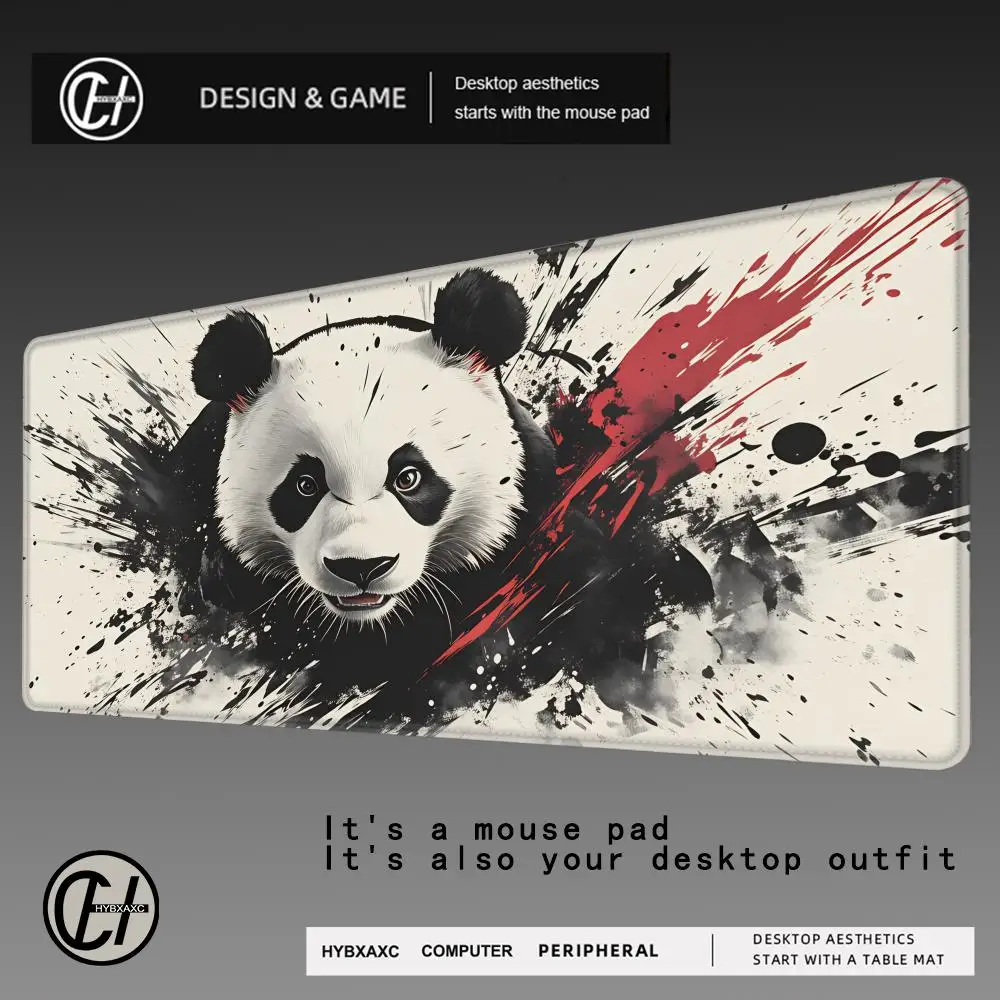 

HYBXAXC Ink Wash Panda Desk Mat, Large Gaming Mouse Pad, Chinese Art Waterproof Non-Slip Desk Blotter for Office Home