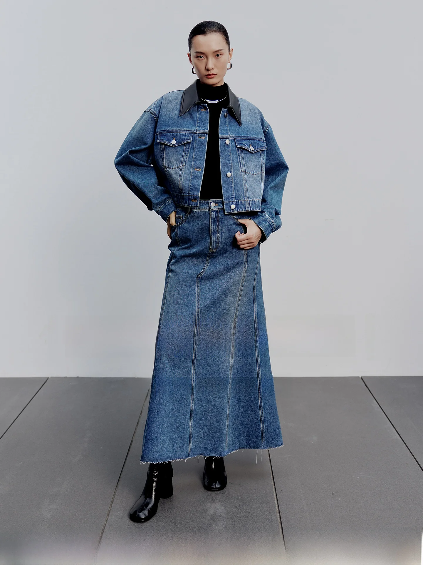 

RoseLingLing Denim Jaet And Jeans Women's Winter Cotton Stretch Stand Fit l Waist Denim Series Faionable Ladies'...