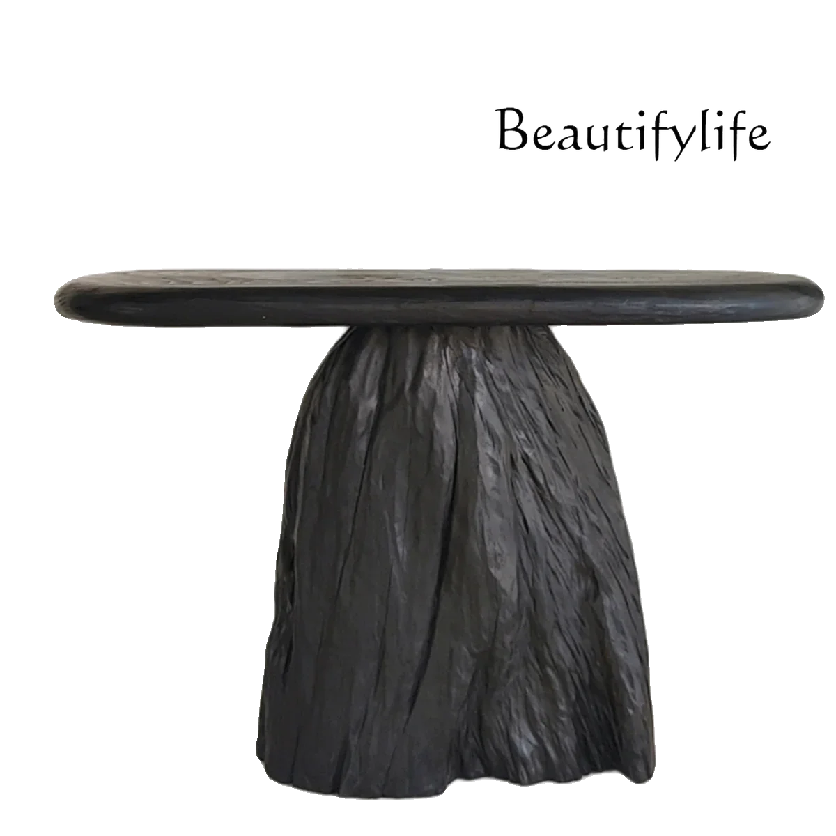 

yj9 Medieval style carbon black Xuanguantai retro strip case solid wood wabi sandy wind entry against the wall side view table