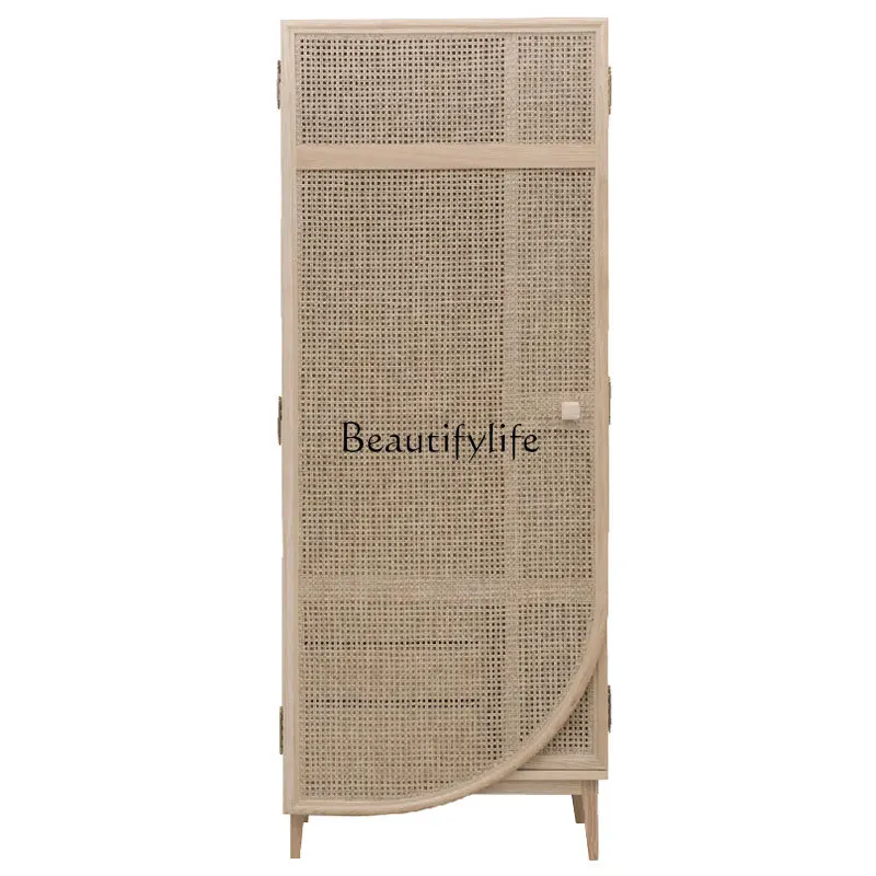 

Nordic rattan bedroom storage cabinet multifunctional double door French storage furniture