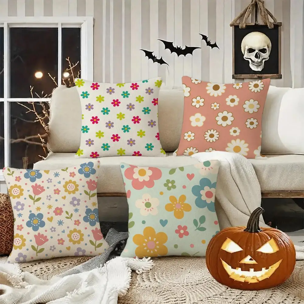 Floral Botanical Decor Cushion Cover Halloween decoration trick or treat cushion cover, ghost, pumpkin head, bat decoration