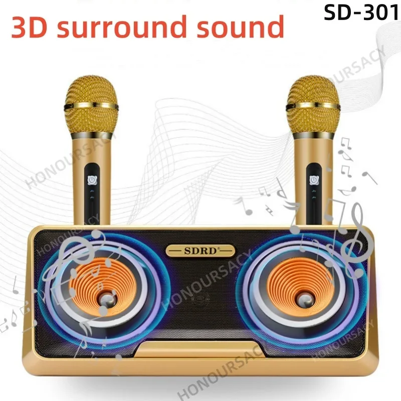 Wireless Bluetooth Speaker Suitable for Home Karaoke USB Microphone Sound System Integration Subwoofer 3D Surround Sound FM/USB