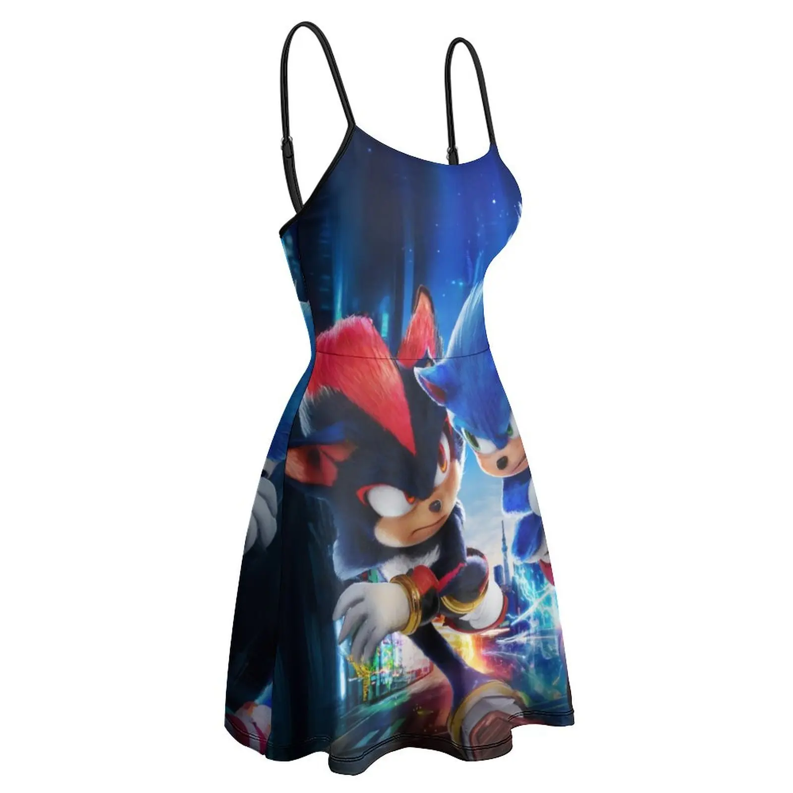 Sexy  The Blue Blur Speed of Sound Hedgehog Sonic El Erizo (339) Women's Sling Dress Humor Graphic  Parties  Woman's Gown Strapp
