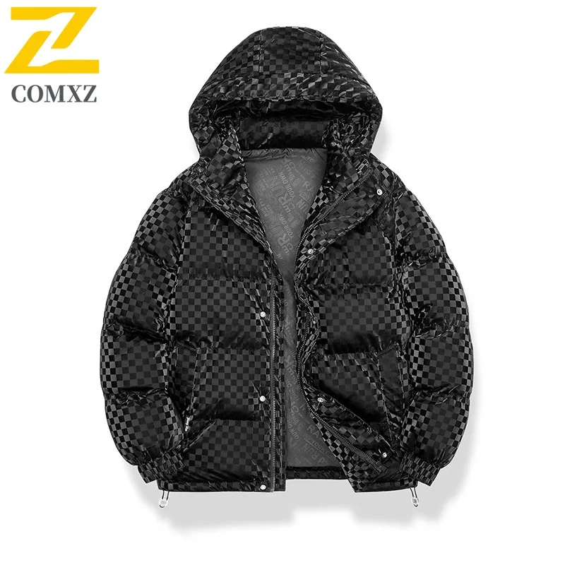 COMXZ الرجال الخبز سترة عالية الجودة مقنعين سميكة Preppy بلون السفر الثلجي وسادة مبطنة المشي لمسافات طويلة يندبروف الشتاء الحشو