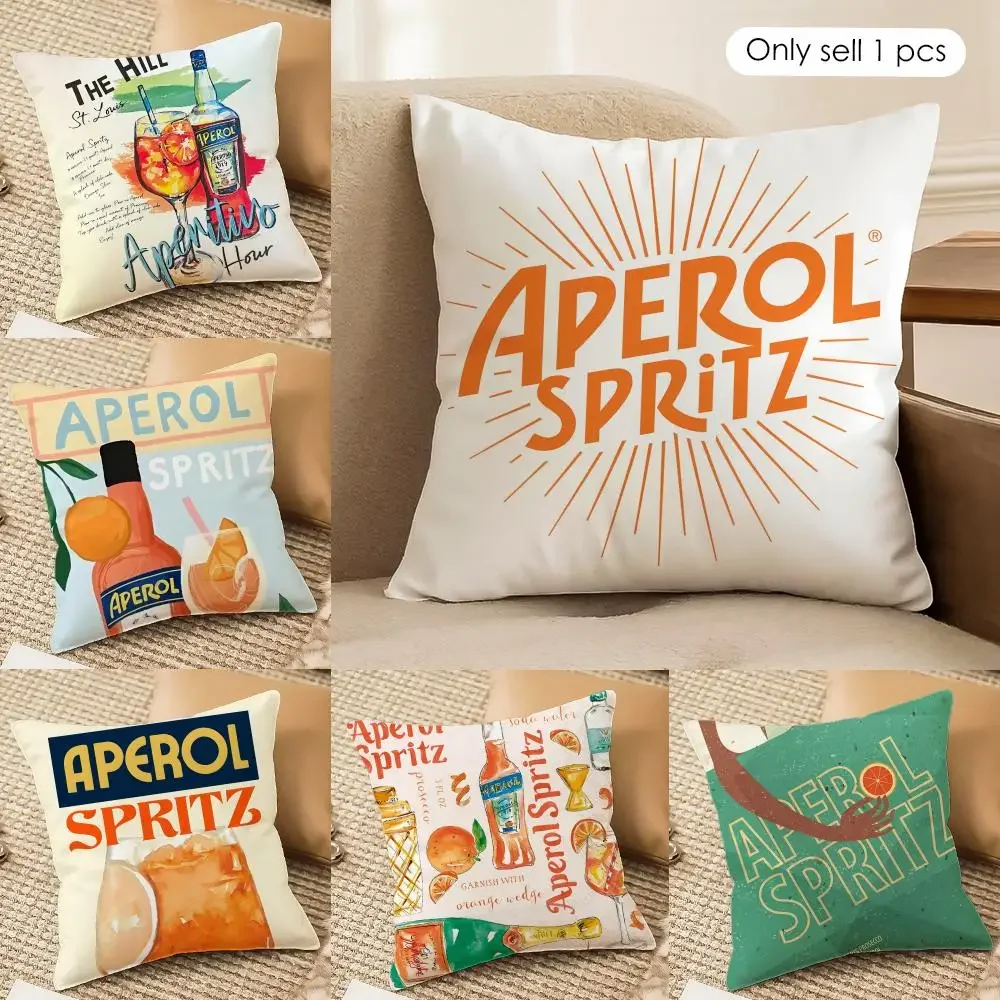LOGO A-APEROL SPRITZ Cushion Cover Silky Short Plush Invisible Zipper Dustproof Sofa Pillow Case for Home Decor