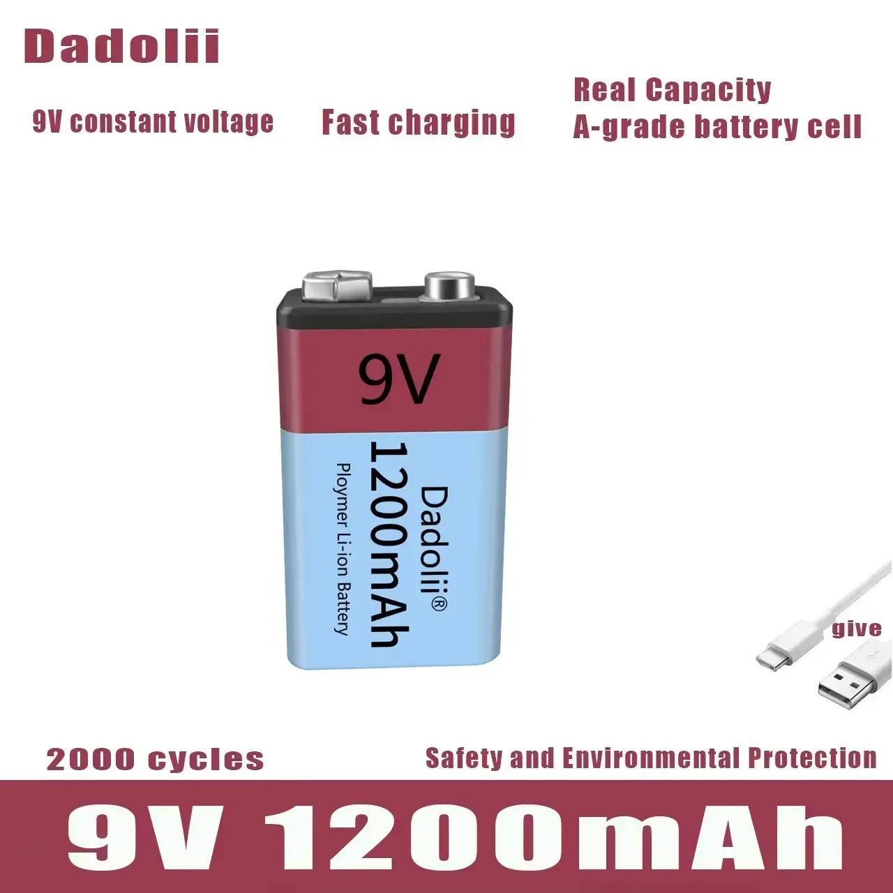 Batterie li-ion Rechargeable 2024 9V 1200mAh, Micro USB, lithium 9 v, pour multimètre, Microphone, jouet, télécommande, utilisation KTV