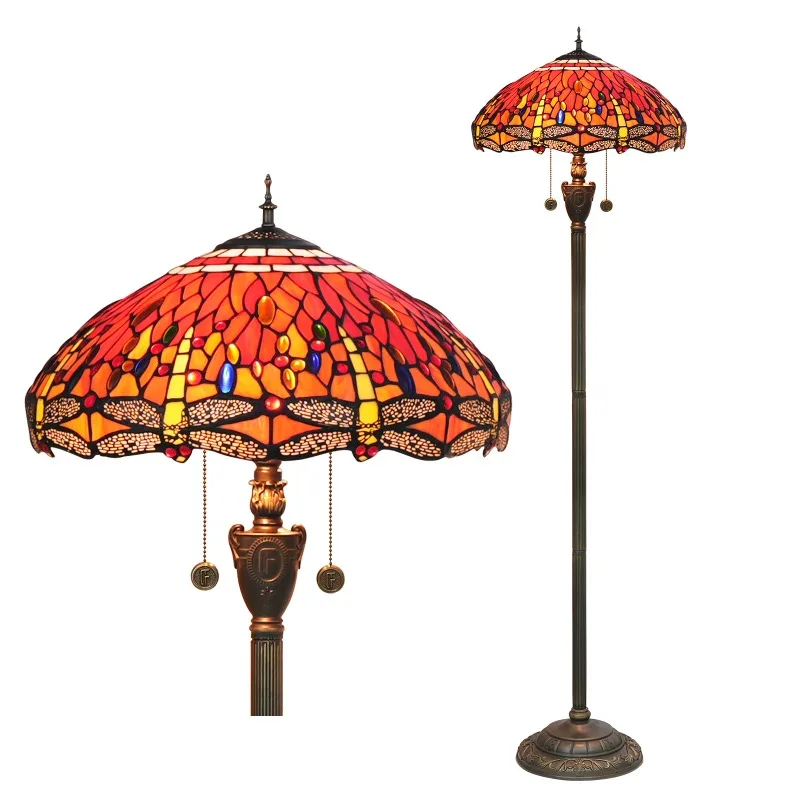 

40Cm red dragonfly European art stained glass living room dining room bedroom floor