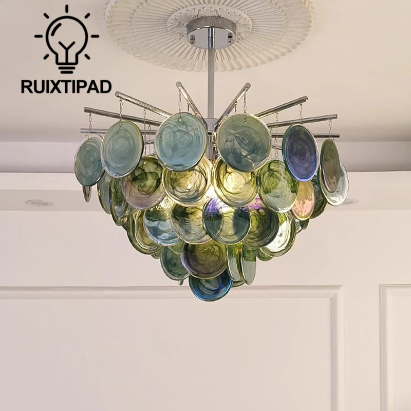 

Italy Murano Glass Chandelier for Bedroom Living Room Modern Dining Room Decor Colored Glass Pendant Light Adjustable Height