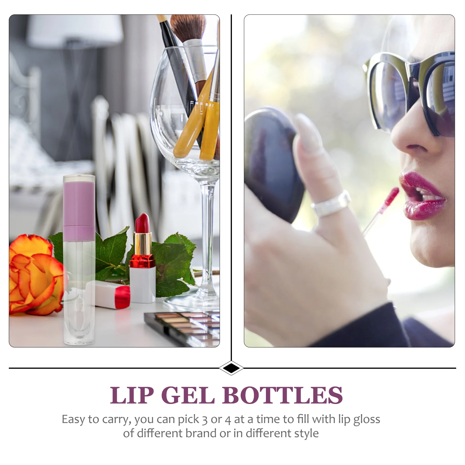 

4pcs Tubes Plastic Containers Empty Bottles Empty Lip Gloss Bottles for Purple Lightweight Practical