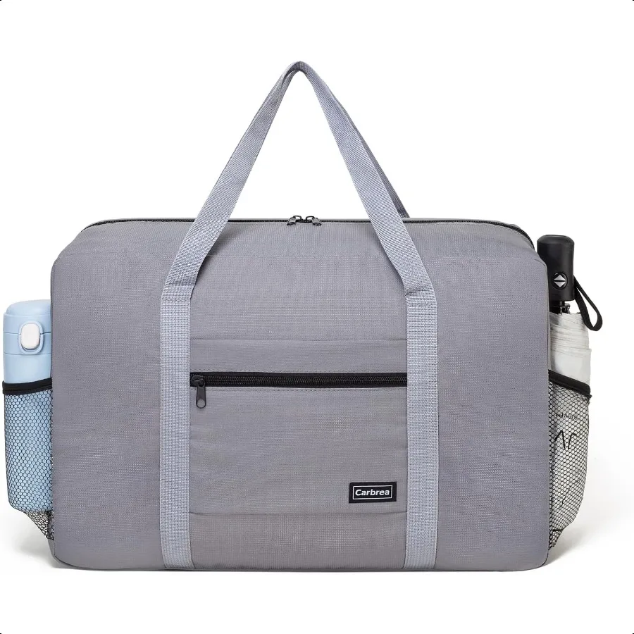 

Personal Item Bag for Airlines Foldable Travel Bag 18x14x8 Small Duffle Bag for Spirit Frontier Weekender Overnight Grey