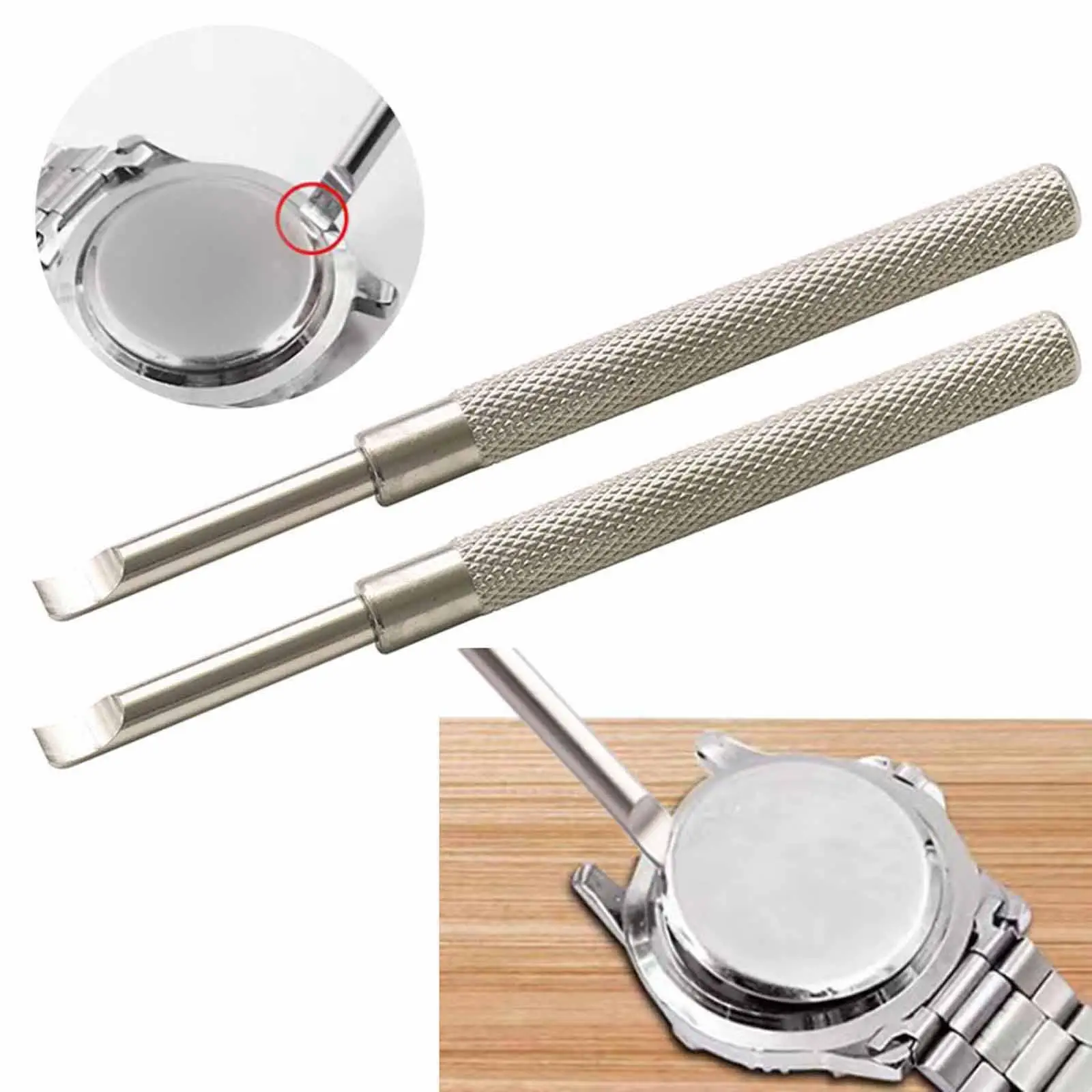 2Pcs Watch Back Cover Opener Watch Prys Knife Tool Multipurpose Hand Tools Heavy Duty Easy to Use Portable Bent Tip Prys Tool