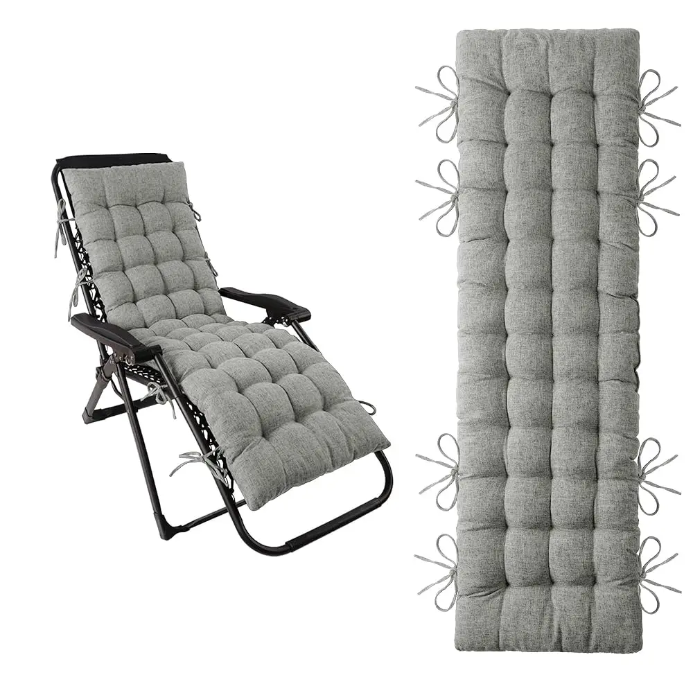 

Lounge Chair Cushion Faux Linen Zero Gravity Chair Cushion With Ties Thi Padded Long Bench Cushion For Recliner Chaise Longue