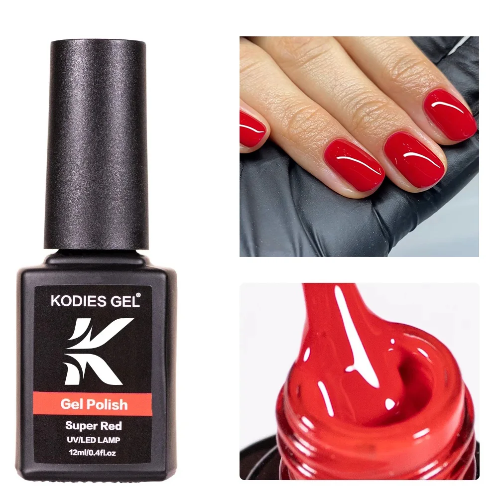 KODIES GEL Super Red Gel Nail Polish Full Coverage High Pigment Gel Varnish TPO Free Hema Free Lacquer Manicure Nails Art Supply