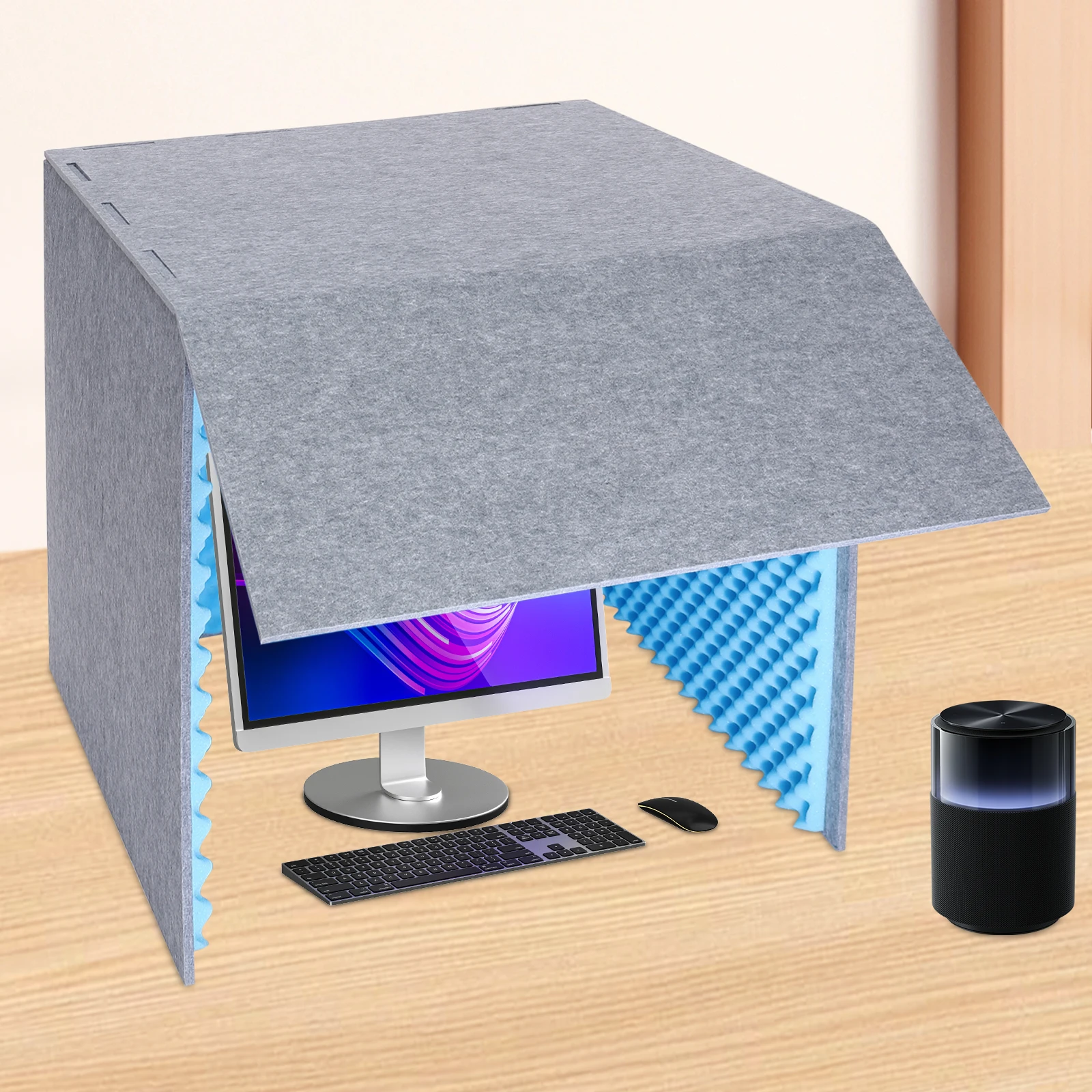 80*80*80cm Desktop Soundproof Cover Isolation Booth Vocal Sound Absorbing Shield for Recording Studios, Control Rooms