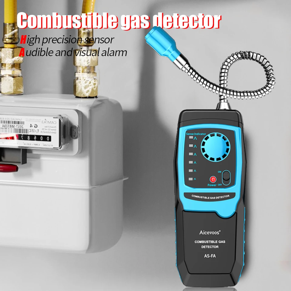 Aicevoos Combustible Gas Leak Detector Flammable Gas Methane Natural Gas Tester Sound Light Alarm Meter Leak Location Determine