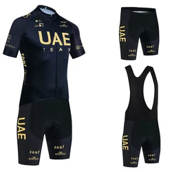2025 Black Gold Cycling Jersey UAE TEAM Bike Jersey Shorts Set Ropa Ciclismo Men Women Summer Pro Bicycle Maillot Clothing