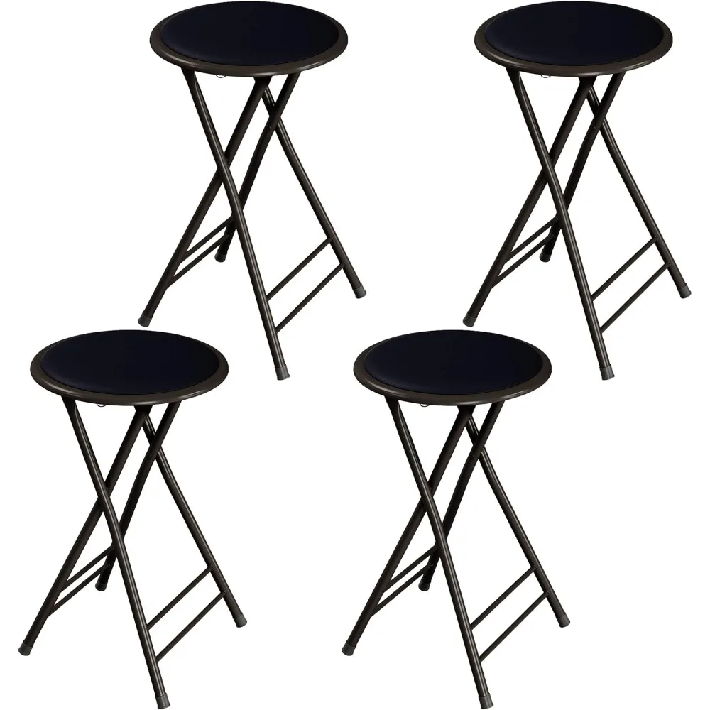 

Set of 4 Counter Height Bar Stools – 24-Inch Backless Folding Chairs with 225lb Capacity for Kitchen, Rec Room, or Game Room (B