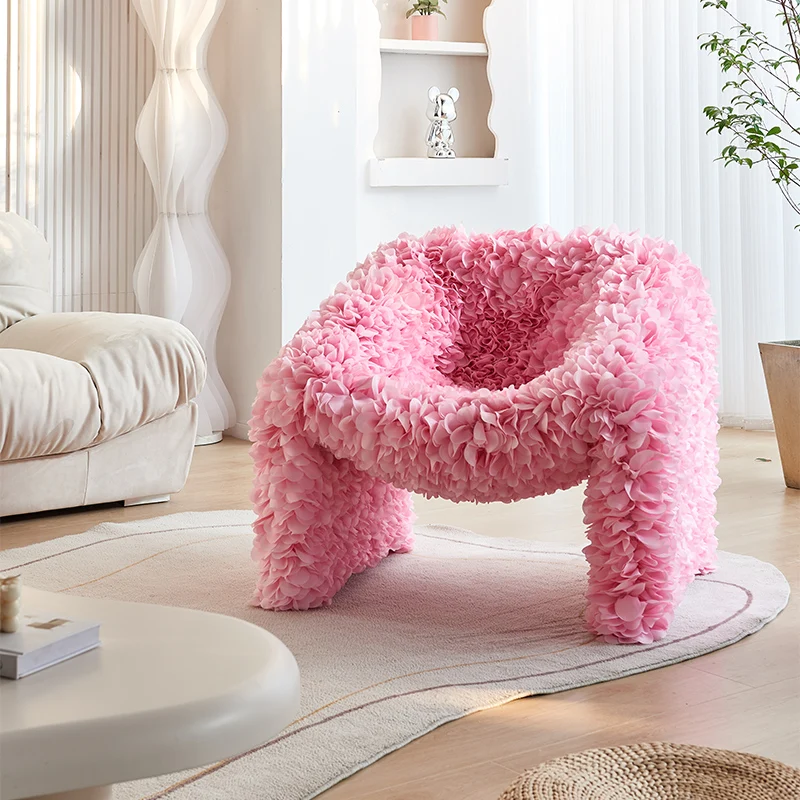 Pink smiling chair, living room, leisure single sofa chair, internet red stool, light luxury decorative chair, petal chair