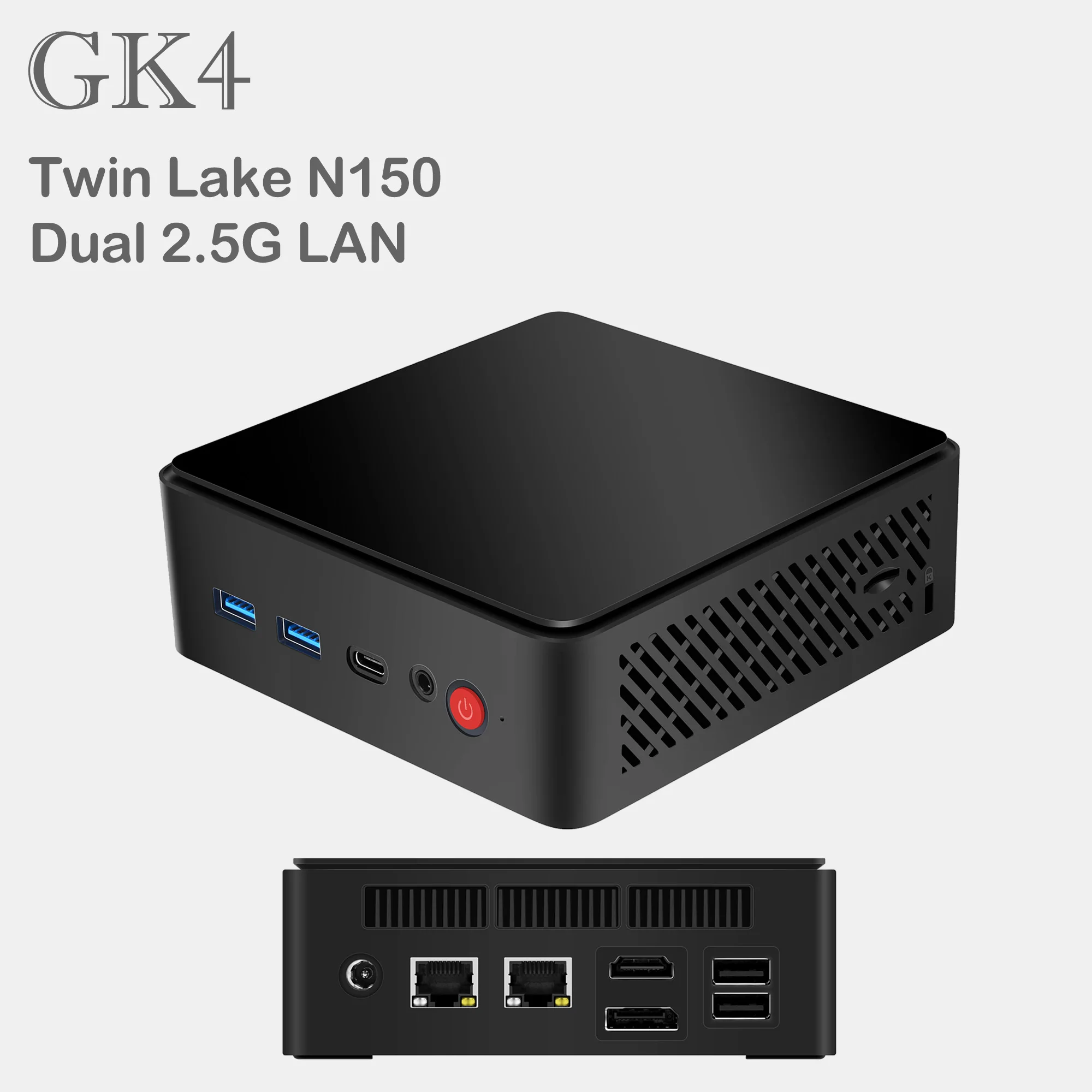GK4 Dual 2.5G LAN Mini PC Intel Twin Lake N150 16 ГБ 512 ГБ Windows 11 Pro Игровой компьютер i226-V Pfsense HDMI DP Type-C Win 11