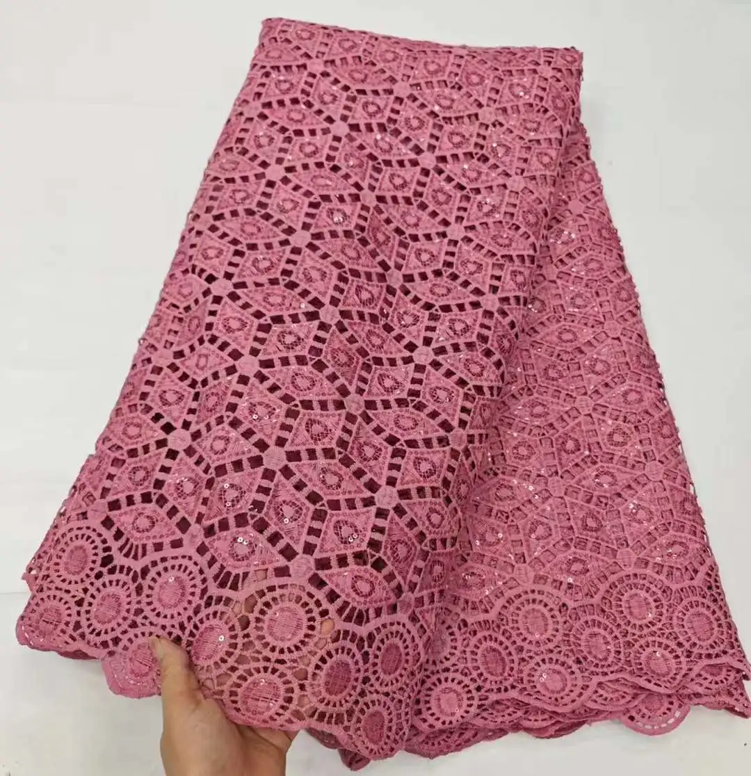 2024 High Quality French Sewing Material African Guipure Lace Cord Fabric Nigeria Water Soluble Wedding Bridal Women Dress