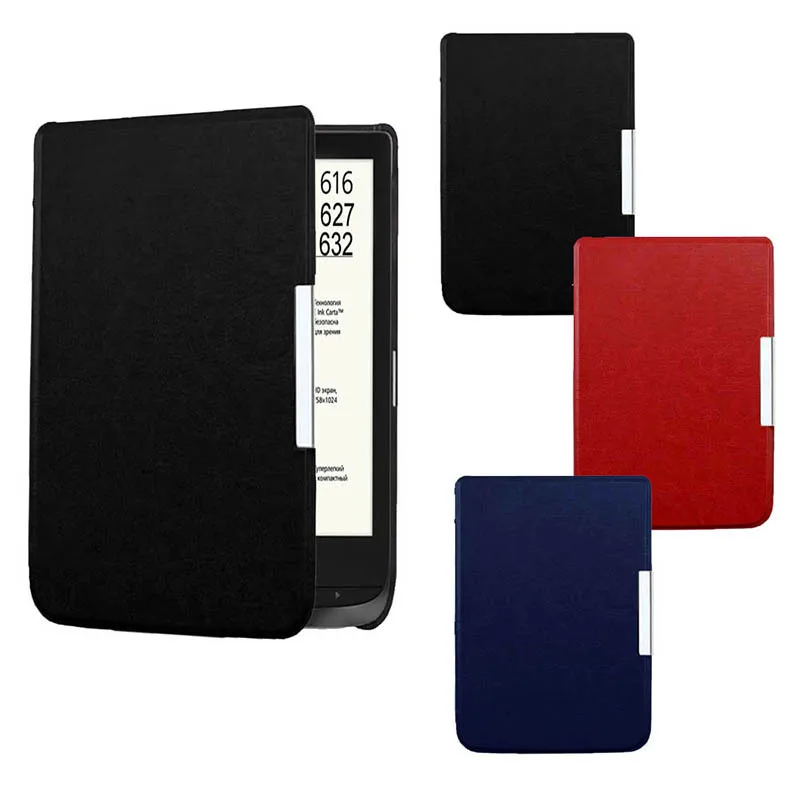 Case for Pocketbook Touch Lux 4/Basic 2/627/616/632, Light Weight Slim Shockproof Magnetic Stand Leather Cover