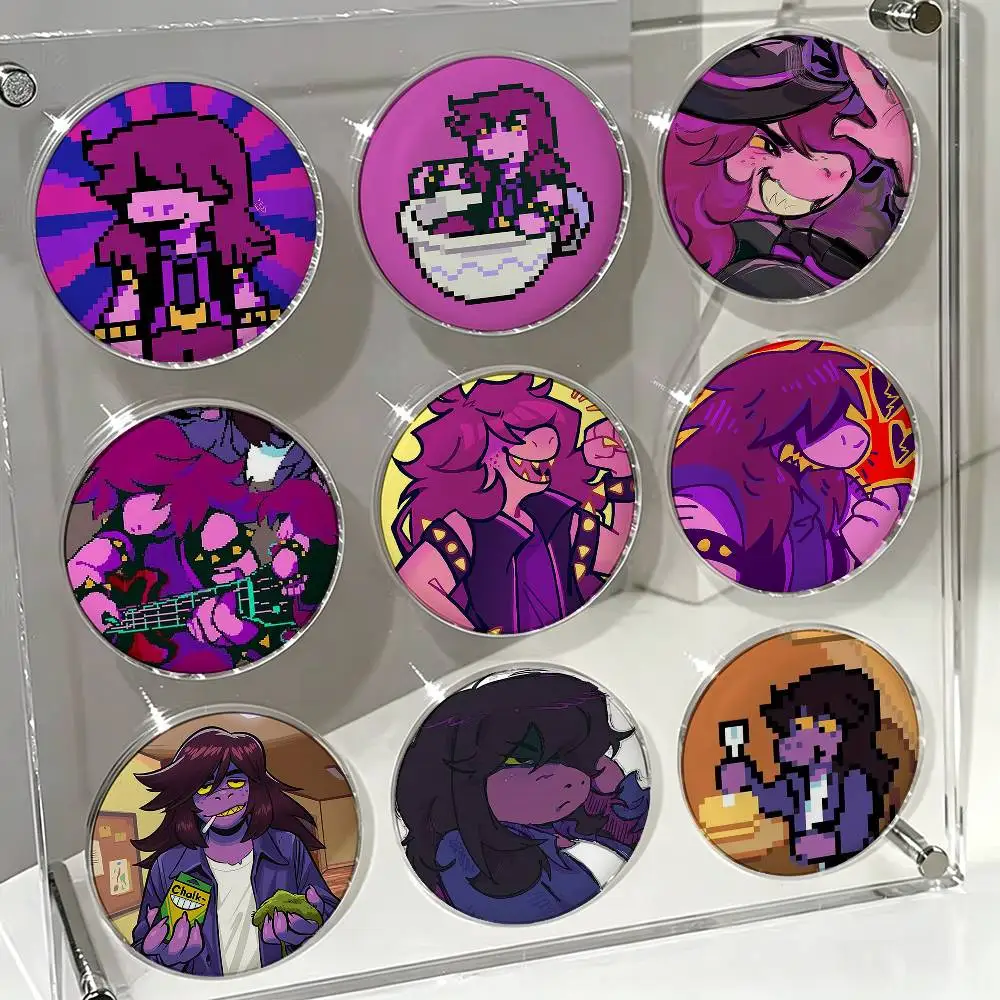 DeltaruneS Susie Funny Meme  Laser Badge Creative Pins Brooch for Bag Clothes Hat Decor Gifts Fans Collect