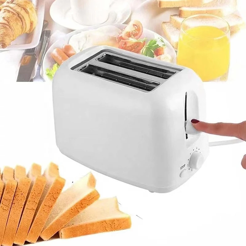 Retro Toaster 2 Slice With 6 Functions, Stainless Steel Toaster Removable Crumb Tray, Under Base Cord Storage US Plug