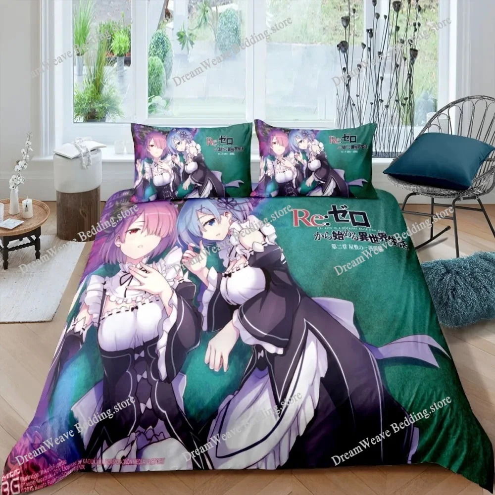 

New Re_Zero Bedding Set Single Twin Full Queen King Size Bed Set Adult Kid Bedroom Duvet Cover Sets 3D Print Anime Bed Sheet Set