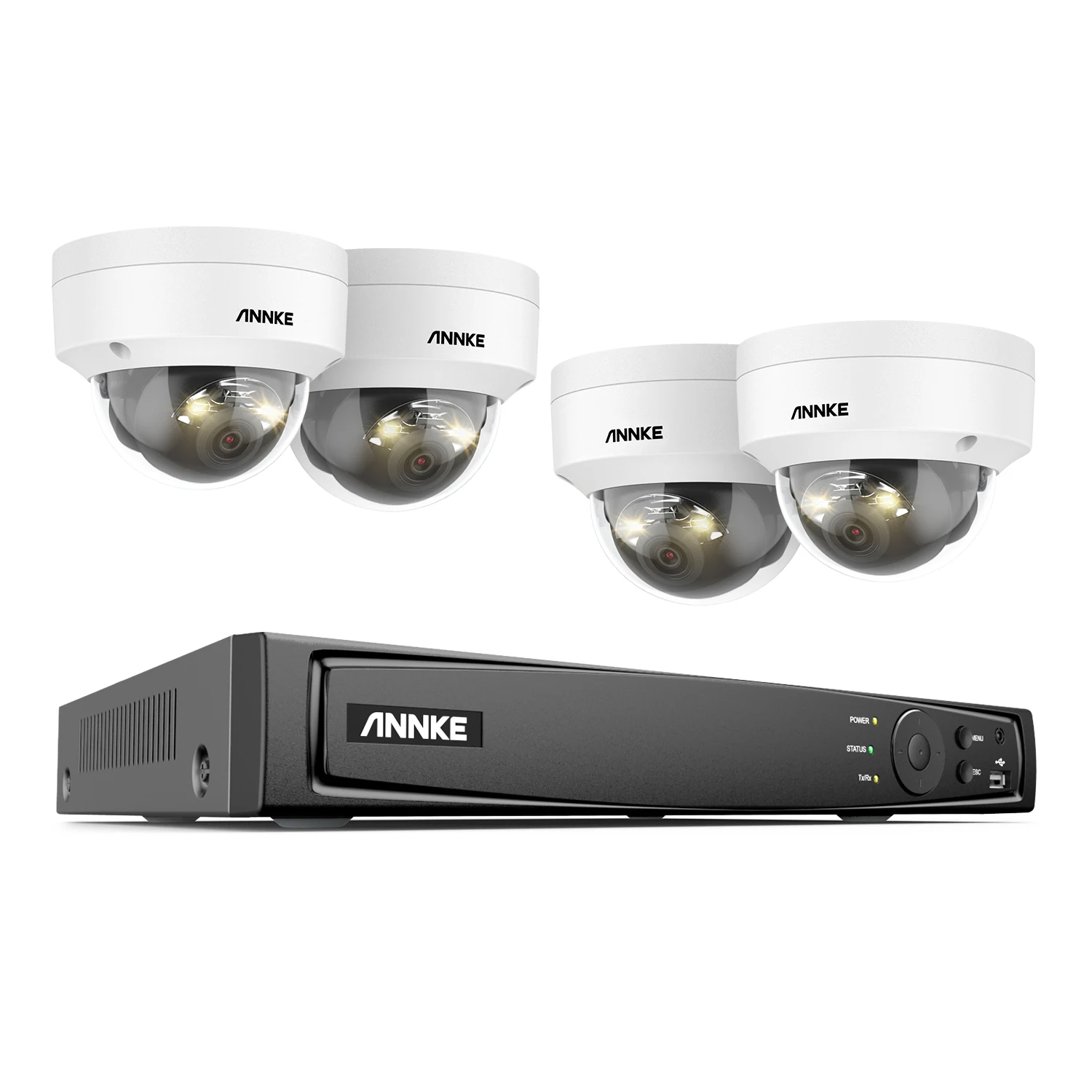 ANNKE 8CH 12MP H.265+ PoE NVR Security Camera System 4pcs 4K 8MP AI Detection Smart Dual Light Microphone CCTV Network Camera