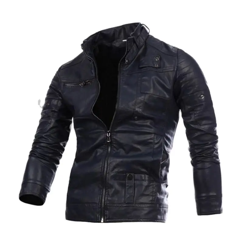 

Motorcycle Vintage Faux Leather Jacket Coat Men Biker Zipper Pu Leather Jackets Men Leather Coat Men Fur Coat Men Leather Jaket