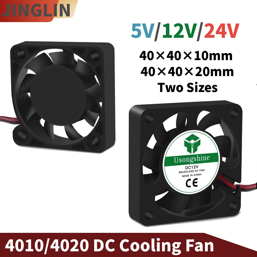 Ventilateur de refroidissement mini pour ordinateur DC 5V/12V/24V, ventilateur d'extraction compact 40MM 40x40x10mm/40x40x20mm pour imprimante 3D Ender 3 CR10