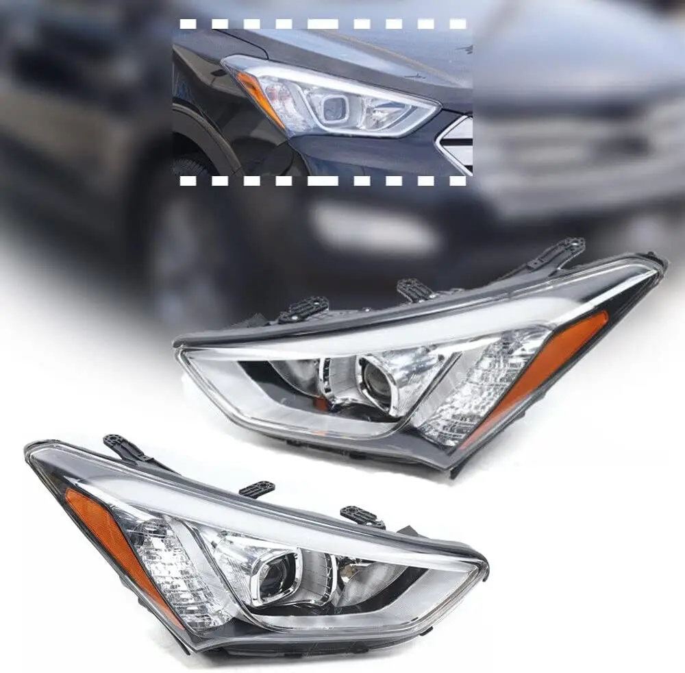 Halogen Headlamp Replacement Assembly for 2013-2016 Santa Fe, Front Headlight, Left and Right Side, 92101B8020 92102B8020