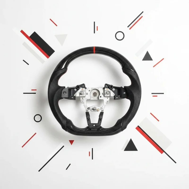 MX-5 Miata 2016-2023 Carbon Fiber Leather Sports Flat Bottom Steering Wheel 3 35mm/40mm Grip Sizes Black Fit