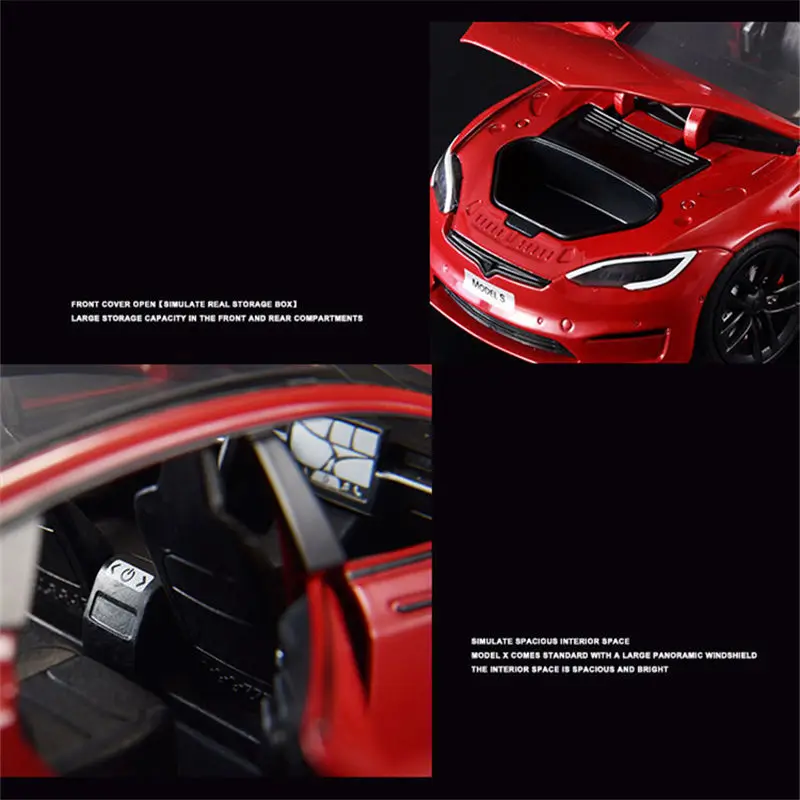 1:24 Model S MODEL 3 Model Y Alloy Car Model Diecasts Metal Sports Vehicles Car Model Simulation Sound and Light Kids Toys Gifts