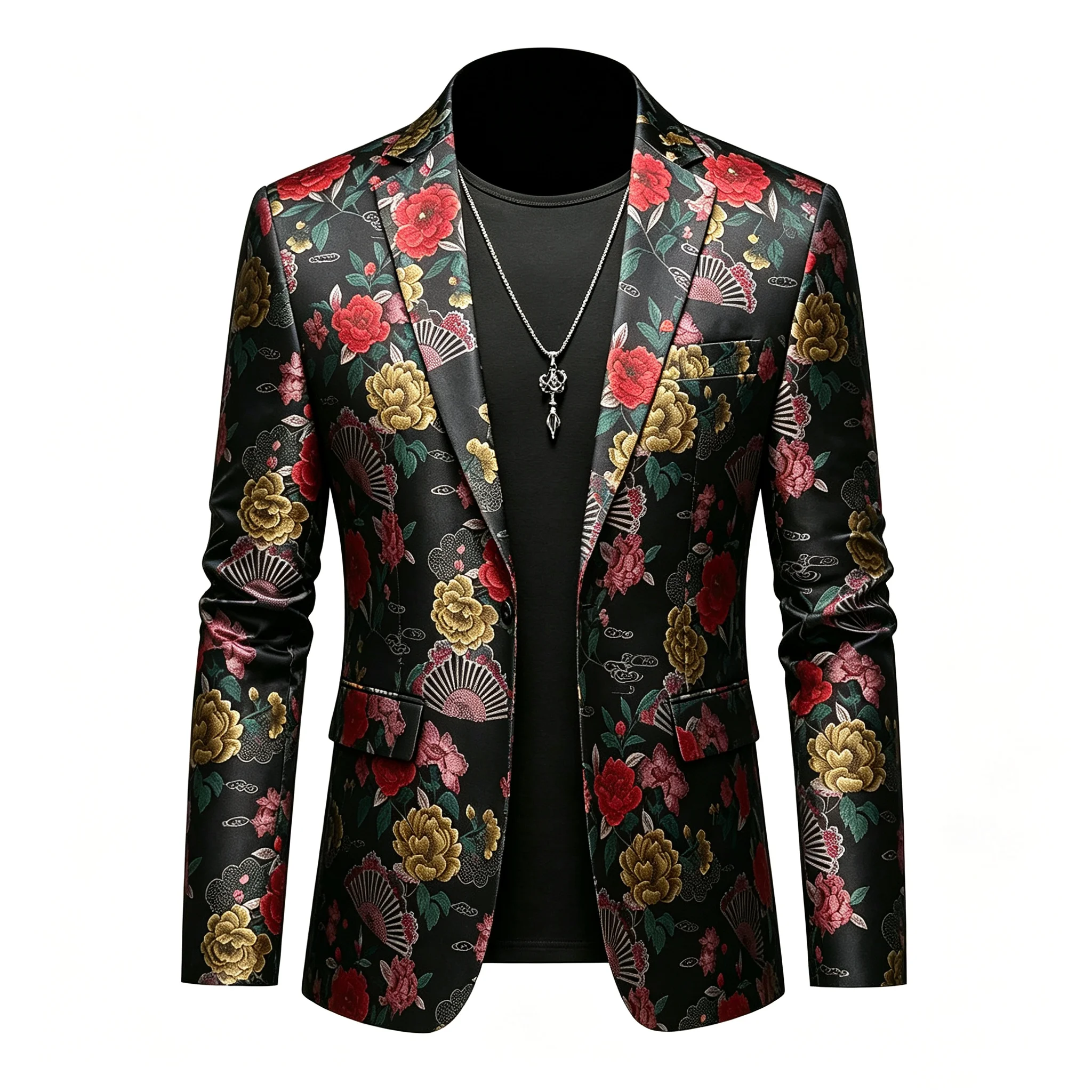 Plus Size 6XL-M Autumn New Men Luxury Fashion Printed Suit Jacket High Quality Paisley Floral Printed Party Men Suit Coat Tuxedo