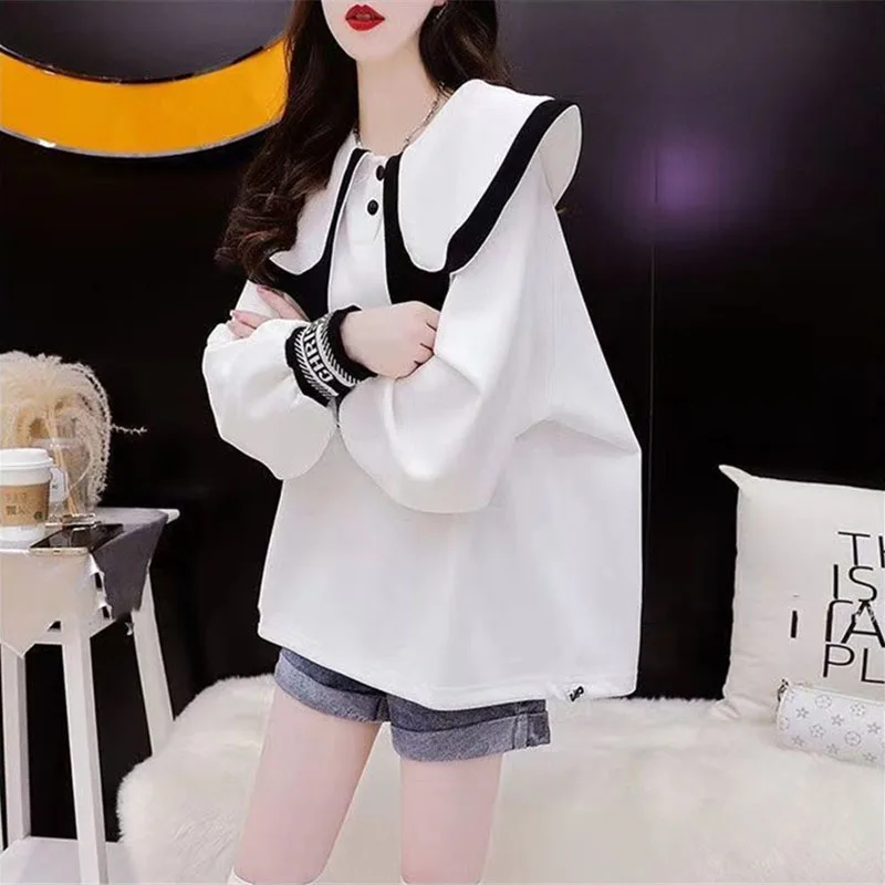 Fashion Doll Collar Hoodie Sports Shirt Female Spring Autumn Thin Women Tops Jacket 2023 New Korean Loose Coat Pullover