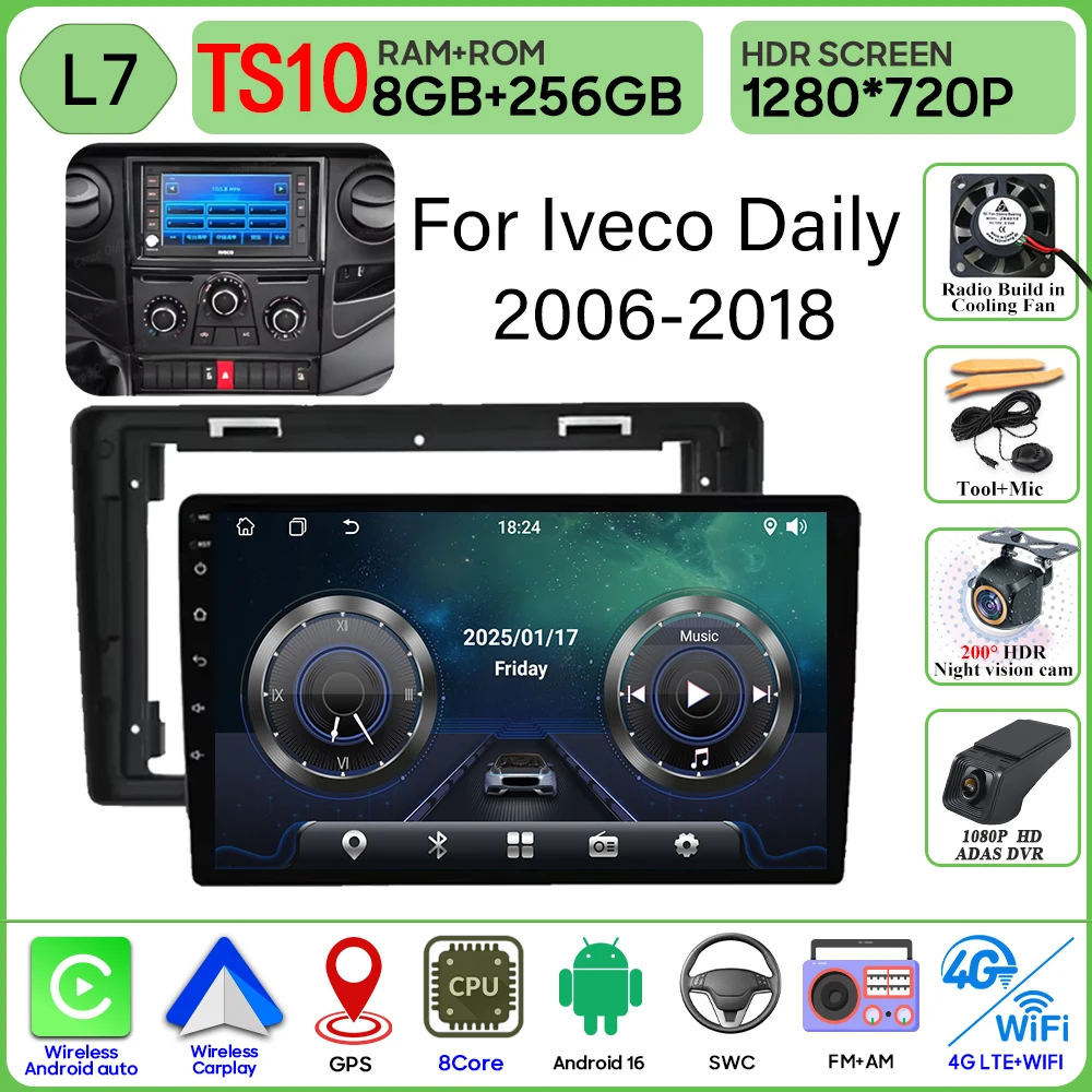 Android 16 Carplay Voor Iveco Daily 2006-2018 Video Autoradio GPS Navigatie Auto Monitor Autoradio Geen 2din Scherm GPS DVD Video