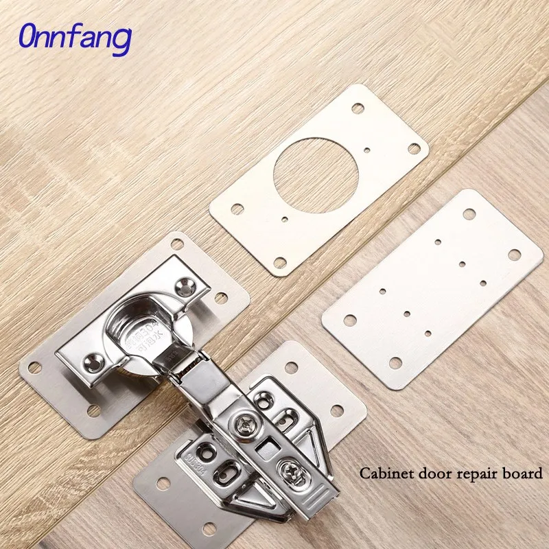 Cabinet Door Hinge Repair Plate Fixing Plate Cabinet Door Damage Repair Stainless Steel Reinforcement Hinge Repair Accessories