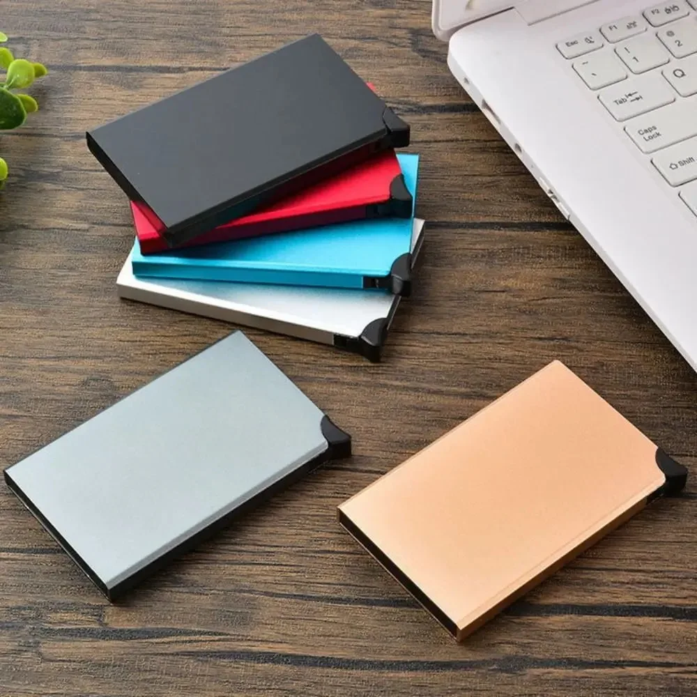 Custom Engraved Name Card Holder Creative Aluminum Alloy Credit Wallet RFID Blocking Pop Up Automatic ID Card Protector Purse